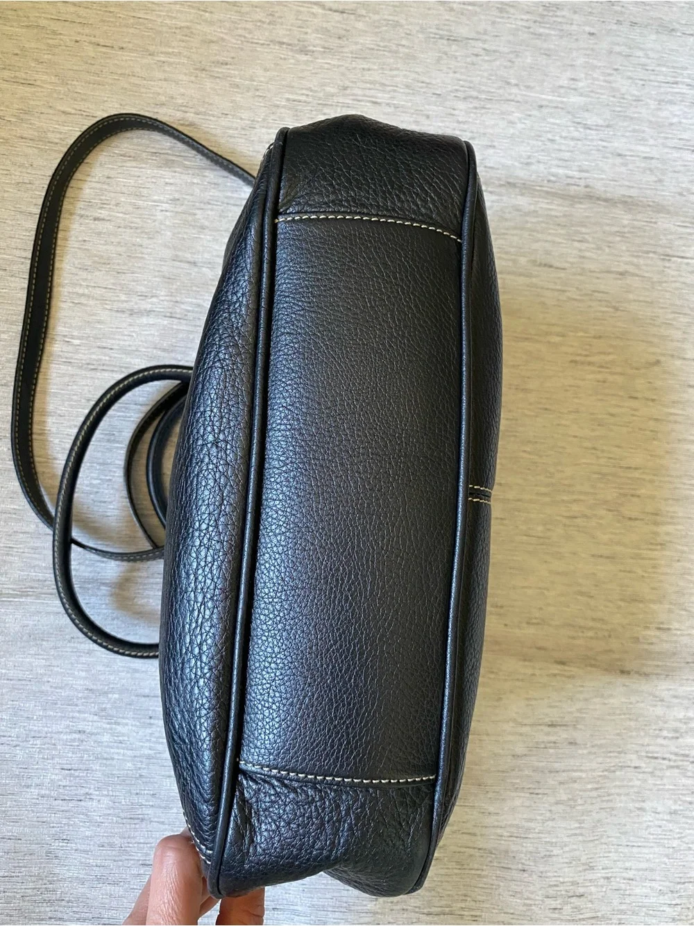 Etienne Aigner Black Pebbled Leather Satchel Crossbody Shoulder Bag Purse